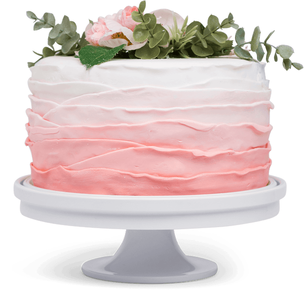 KeepCake on the included pedestal with a cake 